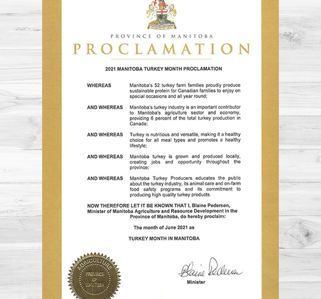 June 2021 is Turkey Month in Manitoba!