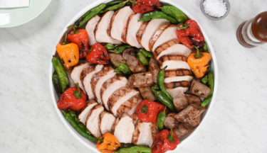 Grilled Turkey Steak, Sausage and Peppers