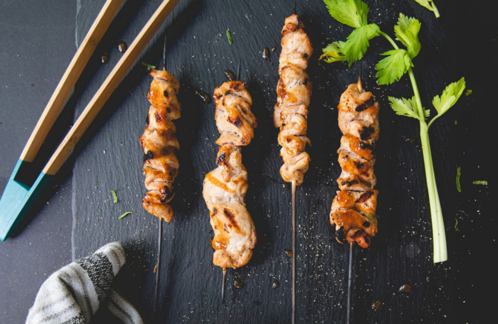 BBQ buffalo turkey skewers